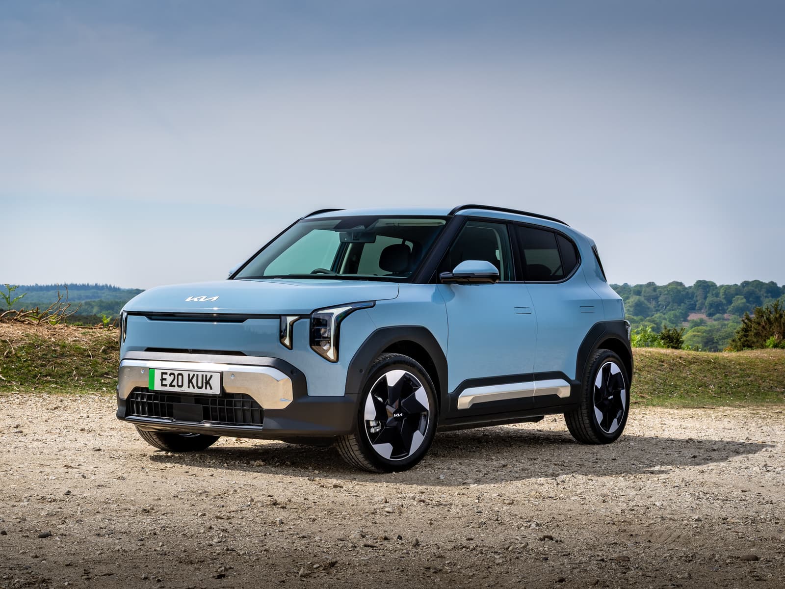 Kia EV2 blue front 3/4